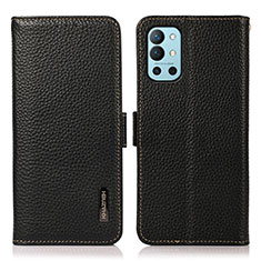 Leather Case Stands Flip Cover Holder B03H for OnePlus 9R 5G Black