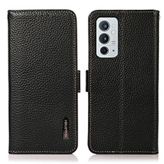 Leather Case Stands Flip Cover Holder B03H for OnePlus 9RT 5G Black