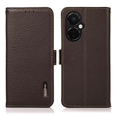 Leather Case Stands Flip Cover Holder B03H for OnePlus Nord CE 3 Lite 5G Brown