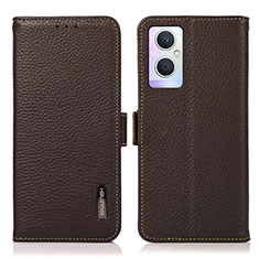 Leather Case Stands Flip Cover Holder B03H for OnePlus Nord N20 5G Brown