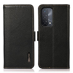 Leather Case Stands Flip Cover Holder B03H for OnePlus Nord N200 5G Black