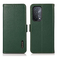 Leather Case Stands Flip Cover Holder B03H for OnePlus Nord N200 5G Green