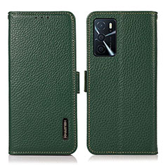 Leather Case Stands Flip Cover Holder B03H for Oppo A54s Green