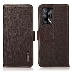Leather Case Stands Flip Cover Holder B03H for Oppo A74 4G Brown