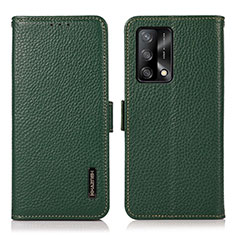 Leather Case Stands Flip Cover Holder B03H for Oppo A74 4G Green