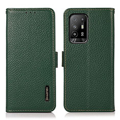 Leather Case Stands Flip Cover Holder B03H for Oppo A94 4G Green