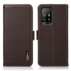 Leather Case Stands Flip Cover Holder B03H for Oppo A94 5G Brown