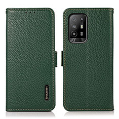 Leather Case Stands Flip Cover Holder B03H for Oppo F19 Pro+ Plus 5G Green