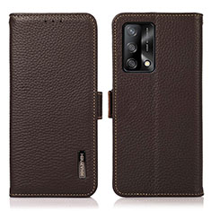 Leather Case Stands Flip Cover Holder B03H for Oppo F19s Brown