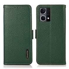 Leather Case Stands Flip Cover Holder B03H for Oppo F21 Pro 4G Green