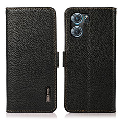 Leather Case Stands Flip Cover Holder B03H for Oppo K10 5G Black