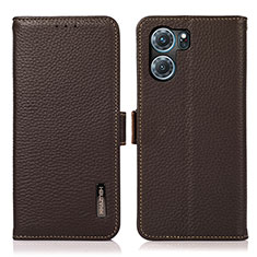 Leather Case Stands Flip Cover Holder B03H for Oppo K10 5G Brown