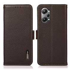 Leather Case Stands Flip Cover Holder B03H for Oppo K10 Pro 5G Brown