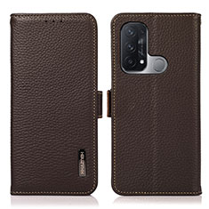 Leather Case Stands Flip Cover Holder B03H for Oppo Reno5 A Brown