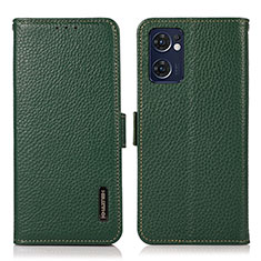 Leather Case Stands Flip Cover Holder B03H for Oppo Reno7 5G Green