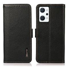 Leather Case Stands Flip Cover Holder B03H for Oppo Reno7 A Black
