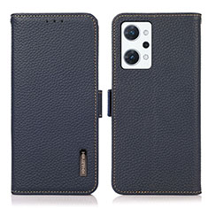 Leather Case Stands Flip Cover Holder B03H for Oppo Reno7 A Blue