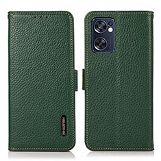 Leather Case Stands Flip Cover Holder B03H for Oppo Reno7 SE 5G Green
