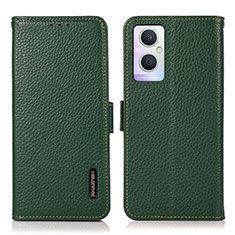 Leather Case Stands Flip Cover Holder B03H for Oppo Reno8 Lite 5G Green