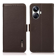 Leather Case Stands Flip Cover Holder B03H for Realme 10 Pro+ Plus 5G Brown