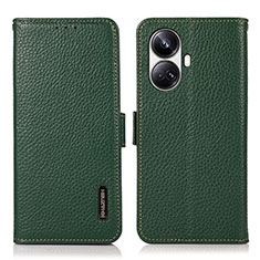 Leather Case Stands Flip Cover Holder B03H for Realme 10 Pro+ Plus 5G Green