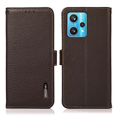 Leather Case Stands Flip Cover Holder B03H for Realme 9 4G Brown