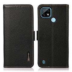 Leather Case Stands Flip Cover Holder B03H for Realme C21 Black