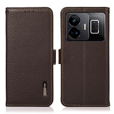 Leather Case Stands Flip Cover Holder B03H for Realme GT Neo5 5G Brown