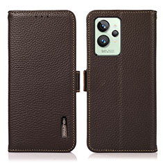 Leather Case Stands Flip Cover Holder B03H for Realme GT2 Pro 5G Brown