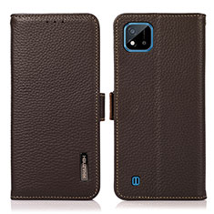 Leather Case Stands Flip Cover Holder B03H for Realme Narzo 50i Brown