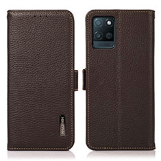 Leather Case Stands Flip Cover Holder B03H for Realme V11s 5G Brown