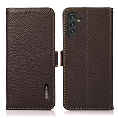 Leather Case Stands Flip Cover Holder B03H for Samsung Galaxy A04s Brown