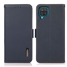 Leather Case Stands Flip Cover Holder B03H for Samsung Galaxy A12 5G Blue