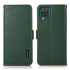 Leather Case Stands Flip Cover Holder B03H for Samsung Galaxy A12 5G Green