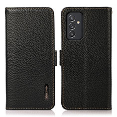 Leather Case Stands Flip Cover Holder B03H for Samsung Galaxy A15 4G Black