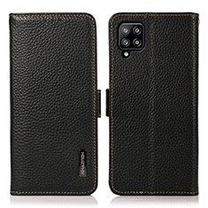 Leather Case Stands Flip Cover Holder B03H for Samsung Galaxy A22 4G Black