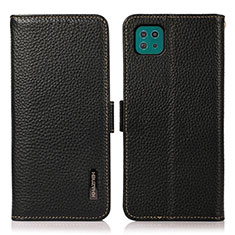 Leather Case Stands Flip Cover Holder B03H for Samsung Galaxy A22 5G Black