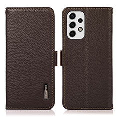 Leather Case Stands Flip Cover Holder B03H for Samsung Galaxy A23 5G Brown