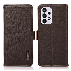 Leather Case Stands Flip Cover Holder B03H for Samsung Galaxy A33 5G Brown