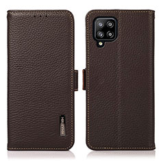 Leather Case Stands Flip Cover Holder B03H for Samsung Galaxy A42 5G Brown