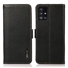 Leather Case Stands Flip Cover Holder B03H for Samsung Galaxy A51 4G Black