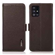 Leather Case Stands Flip Cover Holder B03H for Samsung Galaxy A51 4G Brown