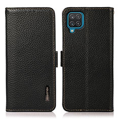 Leather Case Stands Flip Cover Holder B03H for Samsung Galaxy F12 Black