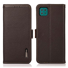 Leather Case Stands Flip Cover Holder B03H for Samsung Galaxy F42 5G Brown