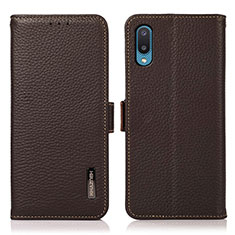 Leather Case Stands Flip Cover Holder B03H for Samsung Galaxy M02 Brown
