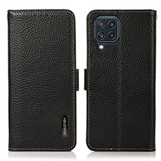 Leather Case Stands Flip Cover Holder B03H for Samsung Galaxy M32 4G Black