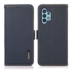 Leather Case Stands Flip Cover Holder B03H for Samsung Galaxy M32 5G Blue
