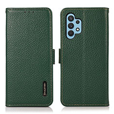 Leather Case Stands Flip Cover Holder B03H for Samsung Galaxy M32 5G Green