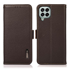 Leather Case Stands Flip Cover Holder B03H for Samsung Galaxy M33 5G Brown
