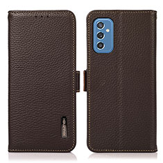 Leather Case Stands Flip Cover Holder B03H for Samsung Galaxy M52 5G Brown